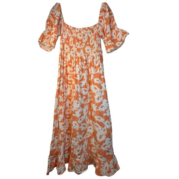 Karlie Off Shoulder Orange and White Dress - Size L - Picture 4 of 10